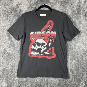 Imogene And Willie Shirt Mens Small Gray Gibson Skull Guitar Graphic Tee Rock